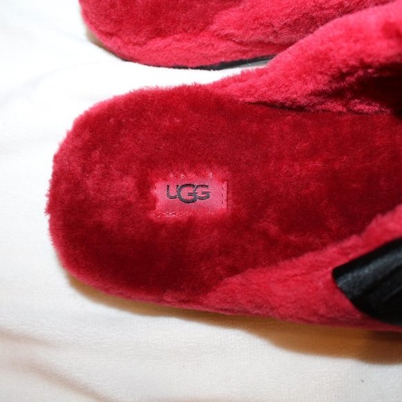 NIB UGG MEN'S SHEARLING SLIP ON SLIPPERS RED 11 12 13 - Picture 4 of 7